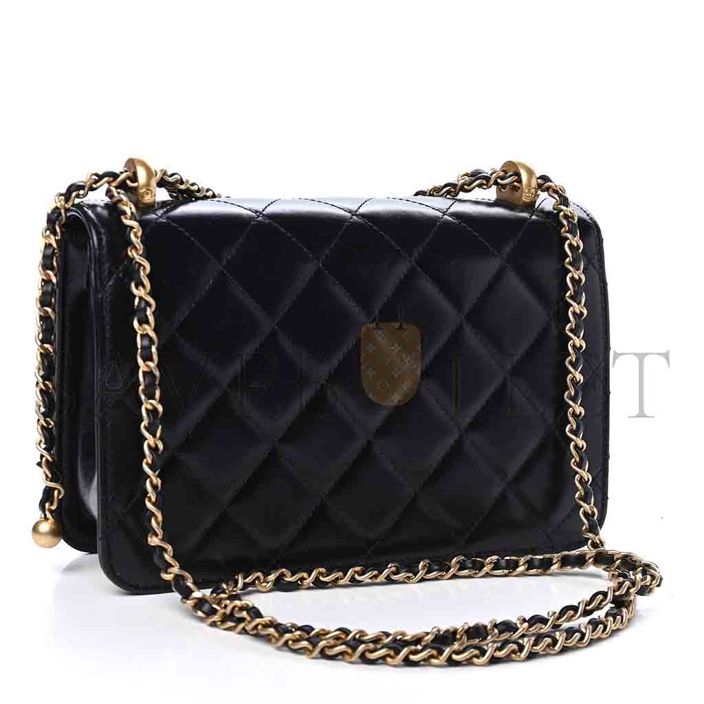 Ch*el master calfskin quilted mini perfect fit flap black (22*14.5*8cm)